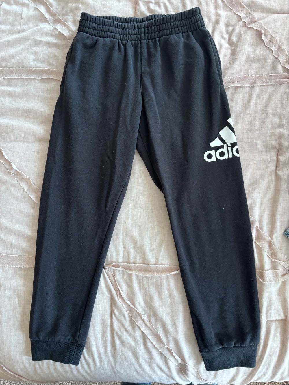 2 Boys Adidas Jogger Sweatpants with Logo size 10/12 and 14.